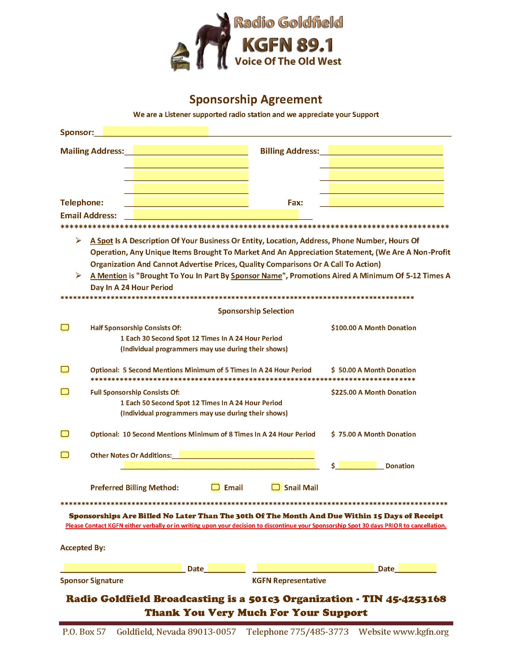 Sponsor Form